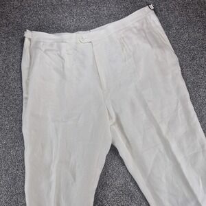 Suitsupply Pants Brescia Solbiati Italian Linen Mens 42x31 White Side Tab